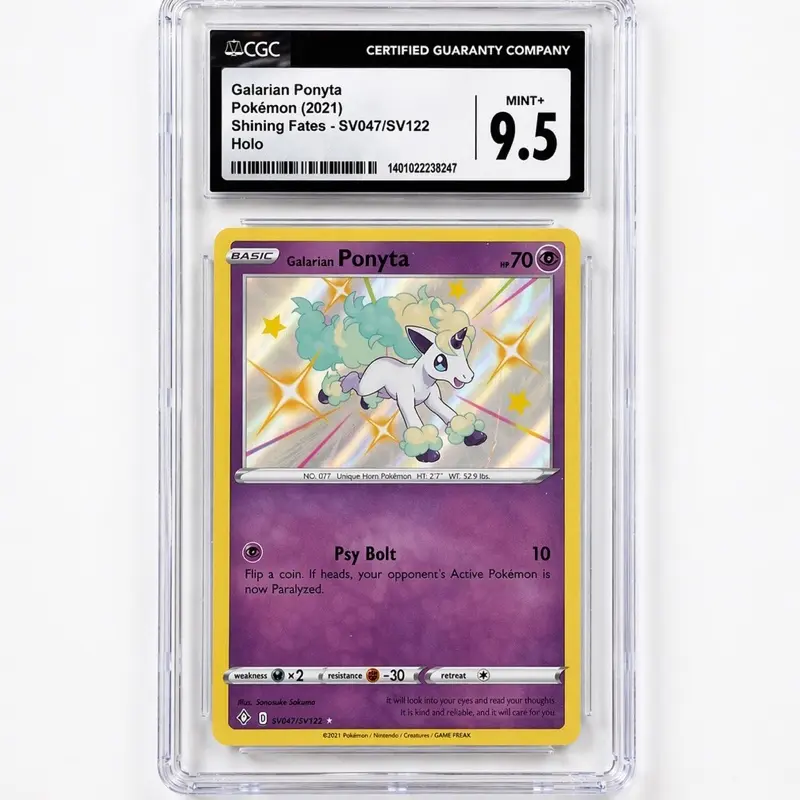 CG Galarian Ponyta Pokémon 2021 Shining Fates SV047/SV122 Holo Mint+ 9.5 Certified Guaranty Company
