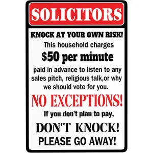 Funny No Soliciting Signs For House Door Yard Solicitors Knock At Your Own Risk Signs Don't Knock Sign 12x8 Inches Wall Art tour poster motivational quote city