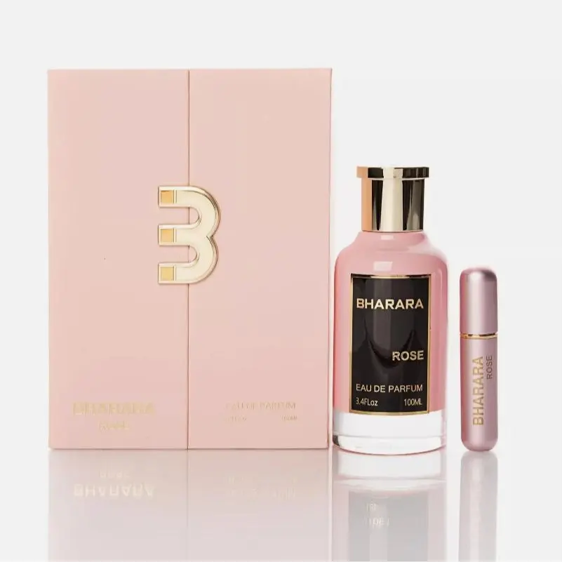 Bharara Rose Eau de Parfum Spray for Women, 3.4 Oz-100 ml Fruity Floral Fragrance with Sweet Vanilla, Bergamot, Pear Brighten, Peony Musk, Woody Warmth, Single Item