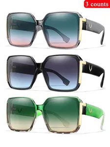 Unisex Fashionable Tinted Lens Sunglasses, Trendy Casual Sunglasses for Everyday Use, Fashion Accessories for Outdoor Activities