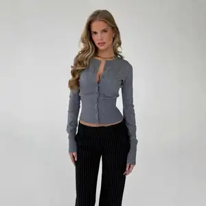 Women’s Knit Long Sleeve Slim Fit Casual Layering Jacket