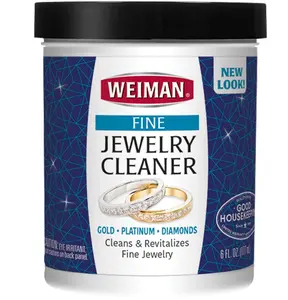 Weiman Fine Jewelry Cleaner Liquid with Cleaning Brush – Restores Shine & Brilliance to Gold, Platinum, Precious Gemstones & Diamond Jewelry, 6 Oz