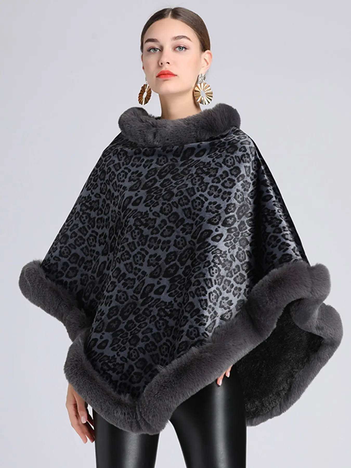 Women's Leopard Print Shawl Wrap, Fall Winter Warm Scarf, Elegant Loose Fit Design, Perfect Gift for Her, Stylish Thermal Accessory