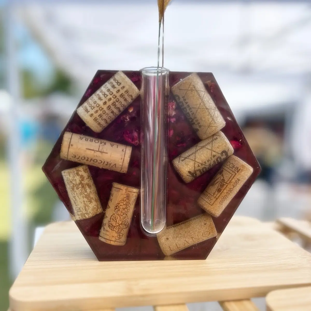 Red Red Wine Decorative Handcrafted Resin Vase - Maroon with Wine Corks, Handcrafted Design, Unique Style unique vase creative desktop