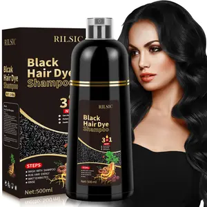 Hair Dye Shampoo, 500ML Hair Colour Shampoo 3 in 1 for Grey Hair Coverage - Instant Hair Color Shampoo for Women Men - Natural Color- Long Lasting - Hair Dye Coloring in Minutes