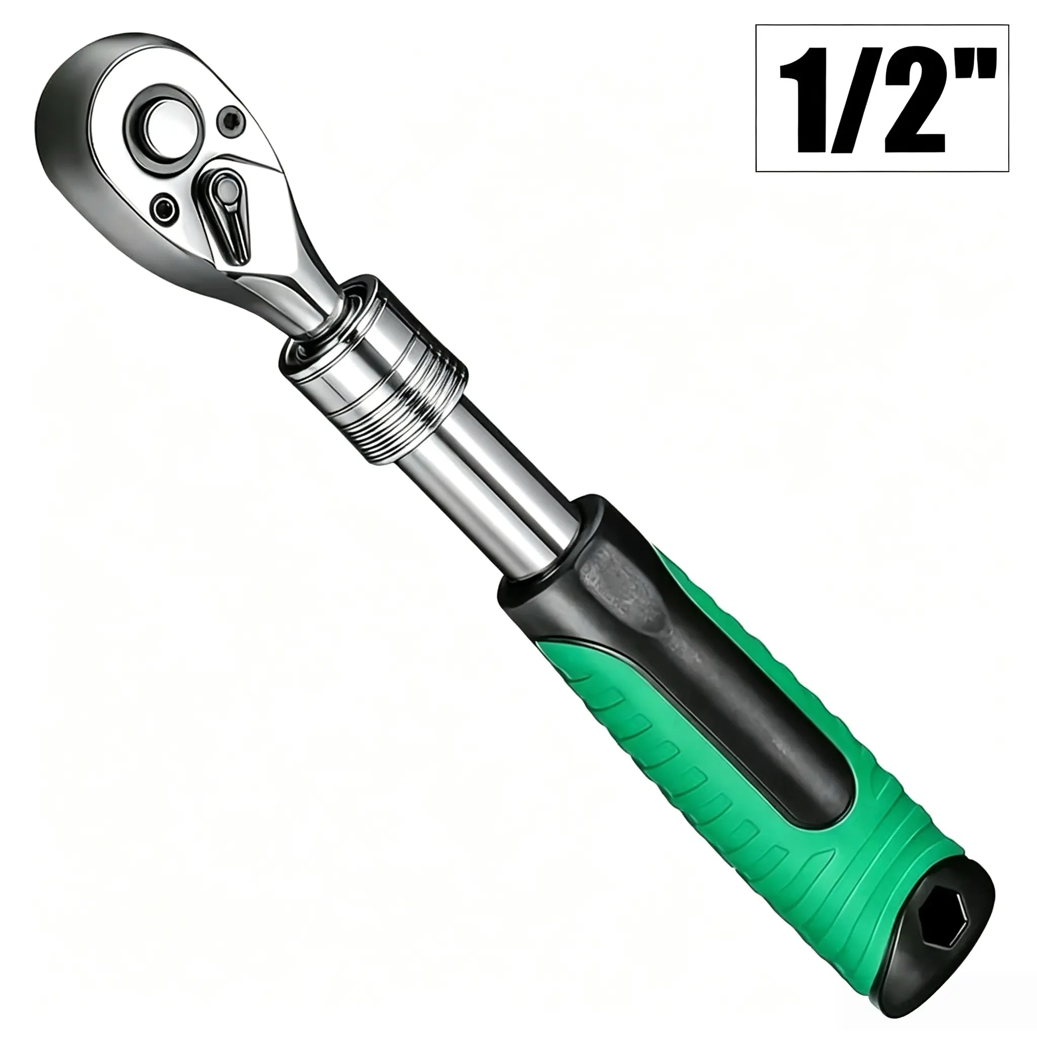 1/2-in Drive Retractable Ratchet Wrench Full Set - Industrial-Grade Heavy-Duty, 72 Teeth Precision Ratchet Mechanism, Anti-Stripping, Metric Inch, Fast Expandable, Durable Tool for Mechanic Car Maintenance