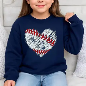 Baseball Heart Mom Mother's Day Sweatshirt & Tshirt Women's Crew Neck 100% Cotton OEKO-TEX Certified Low Impact Dyes