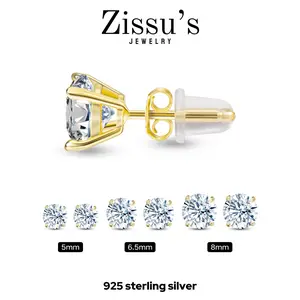 ZiSSU 3-piece set (different carat sizes) 925 sterling silver stud earrings — hypoallergenic, won’t tarnish, unisex, sleek and simple, perfect for everyday wear.