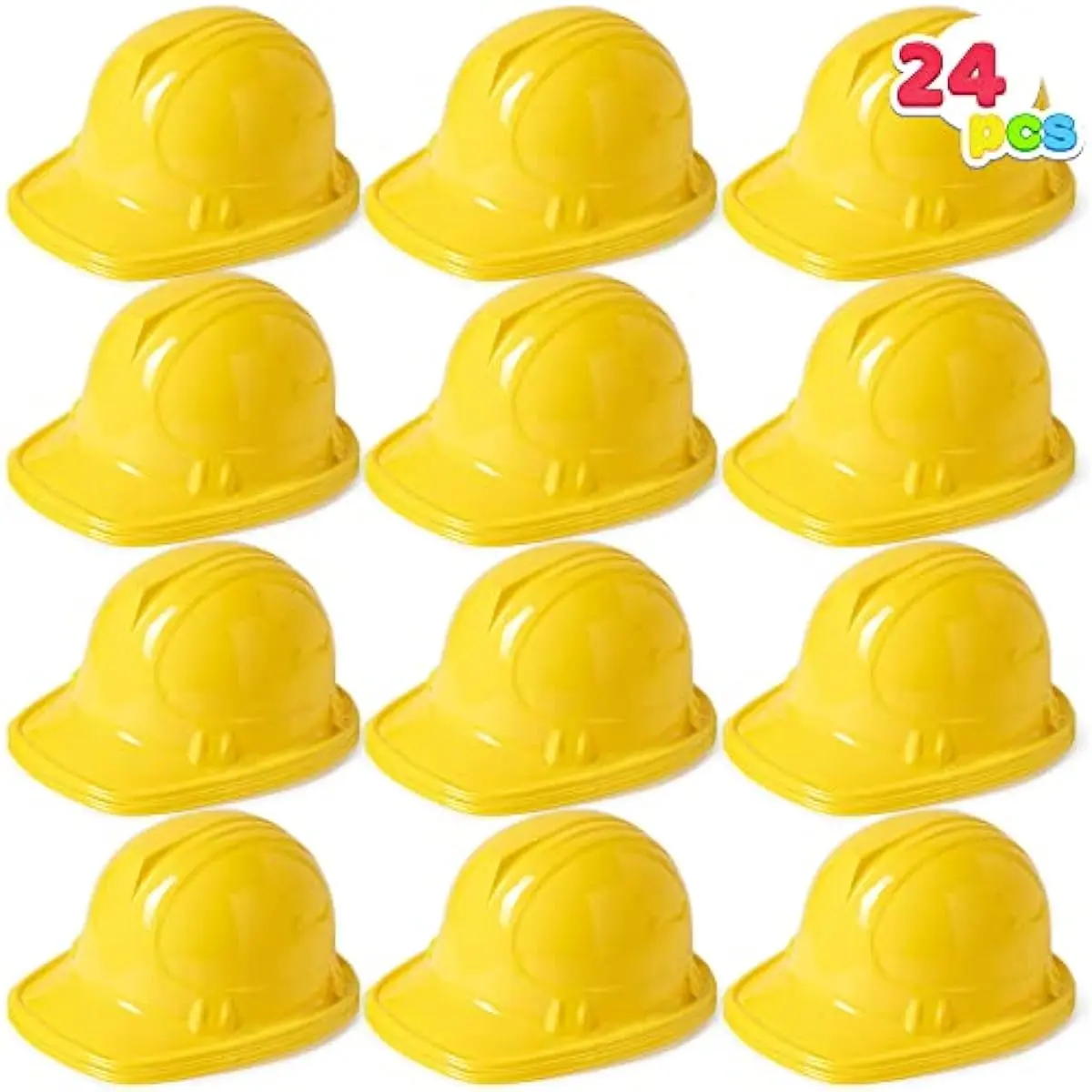 24 Pcs Toy Construction Hard Hats, Soft Plastic Yellow Kids Party Hat, Birthday for Construction Birthday Party, Childrens Engineer,Building Dress Up Hats, Theme Party Favors