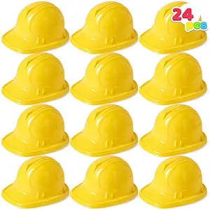 24 Pcs Toy Construction Hard Hats, Soft Plastic Yellow Kids Party Hat, Birthday for Construction Birthday Party, Childrens Engineer,Building Dress Up Hats, Theme Party Favors