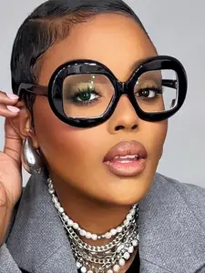 Oversized Round Frame Glasses, Casual Unique Trendy Blue Light Blocking Large Frames, Fashionable Unisex Computer Eyeglasses, Stylish Trendy Eyewear, High Quality Eyewear