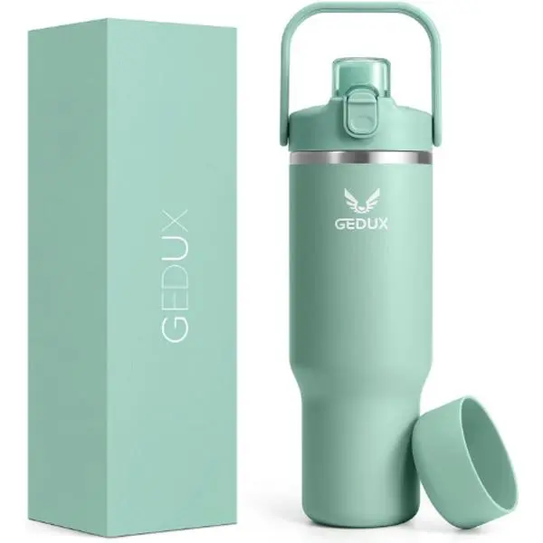 Vacuum Insulated Stainless Steel Tumbler (32oz/40oz) with Handle and 2-in-1 Chug & Straw Lid, Includes Protective Silicone Boot, Insulation, Water Bottles