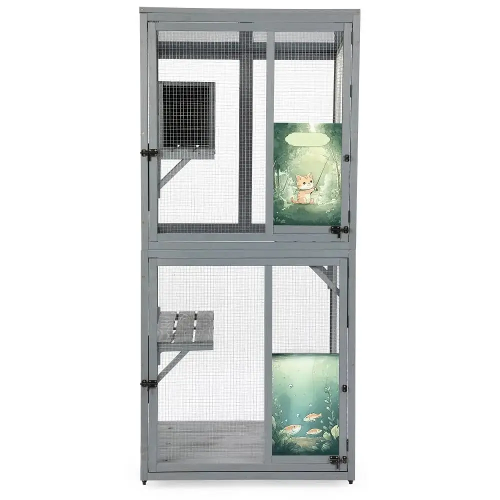 Coziwow 31.5"L 2-Tier Wheeled Cat Cage