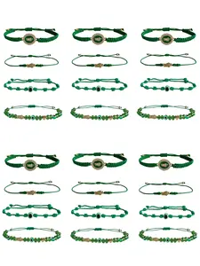 24pcs String Saint Jude Evil Eye 7 Knot Lucky Bracelets, Fashion Bracelets, Mexican Braided San Judas Tadeo Amulet, Unisex Jewelry Gift Set, Rhinestone Decorated Bracelet