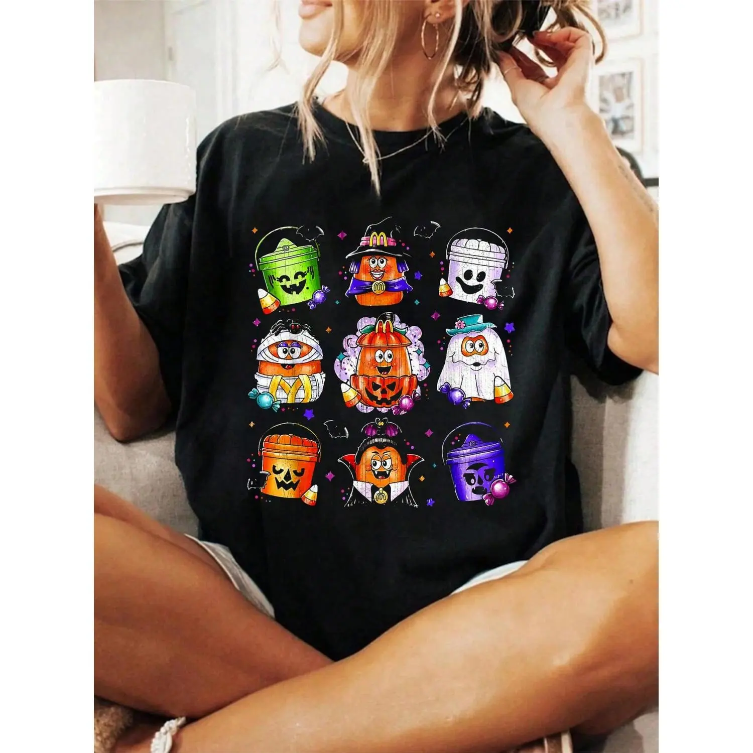 100% Cotton Halloween Graphic Women T Shirt Chicken Nuggets Pumpkin Halloween 90's Vintage T-Shirt 100% Cotton Halloween Graphic Women T Shirt Chicken Nuggets Pumpkin Halloween 90's Vintage T-Shirt