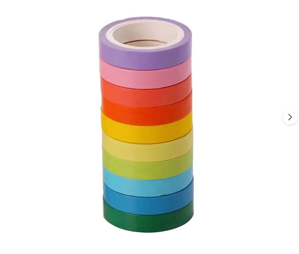 TIKA 10-Piece Japanese Washi Masking Tape Set, Vibrant Solid Color Decorative Adhesive Tapes for Crafting and Organizing