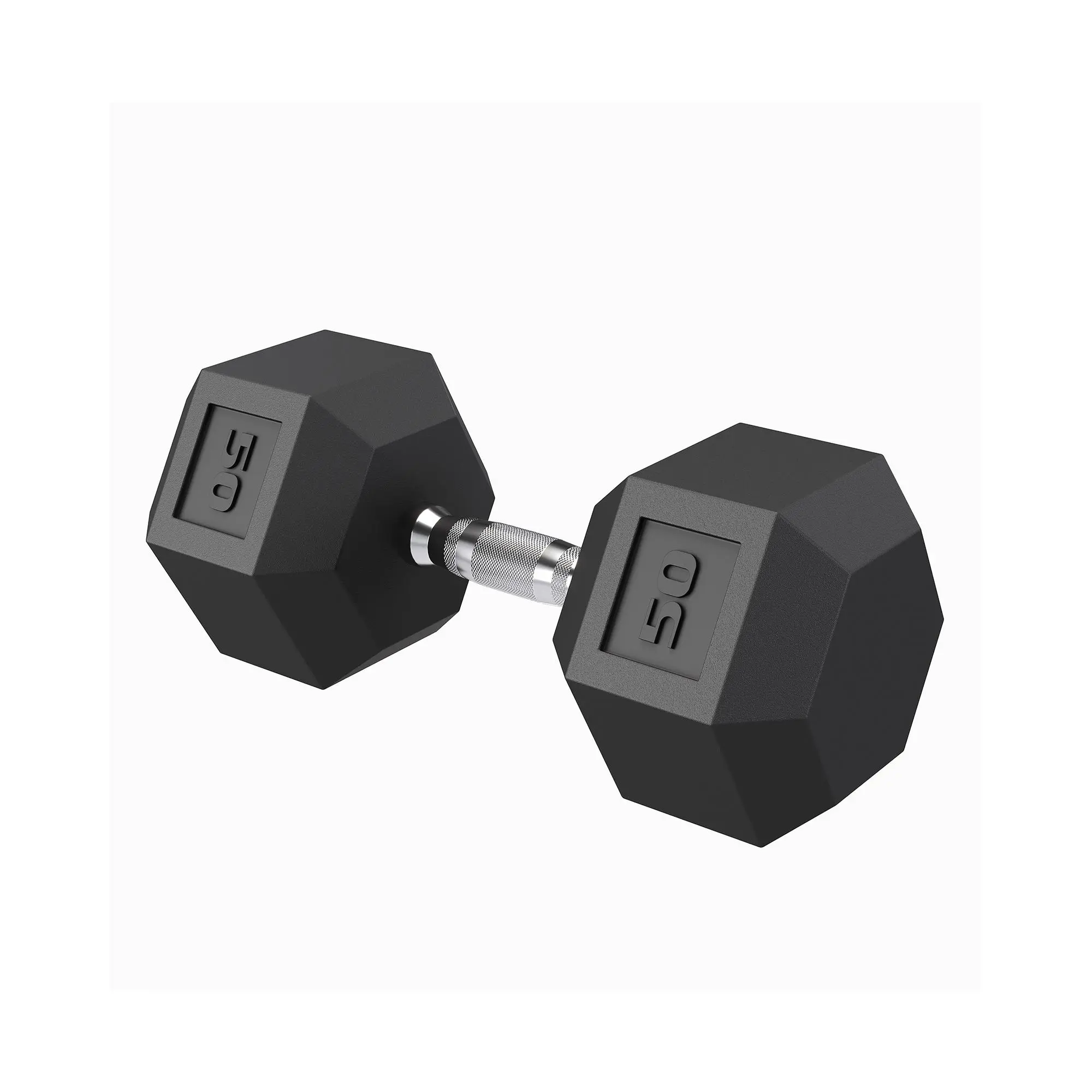 50LB Hex Dumbbells Pair Pack, Rubber Coated Cast Iron with Non-Slip Firm Hold Handle, Anti-Roll Design, Durable Rust-Resistant for Home Gym Strength Training, Full Body Workout, Resistance Training, Body Recomp, Core