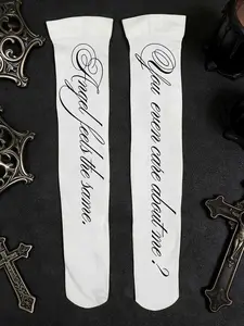 1 Pair Y2K Sexy Harajuku Punk Graffiti Print Socks, over Knee High Long Socks, Thigh High Stockings, Kawaii Cute Cosplay Socks for Women