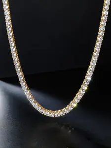 Men's Hip-Hop Rapper Style Square Faux Diamond Necklace, Luxury Unisex Jewelry, Perfect Father's Day Gift, Exquisite Jewelry Gift, 4- Millimeter Tennis Chain, Iced Out Jewelry, Jewelry Gifts