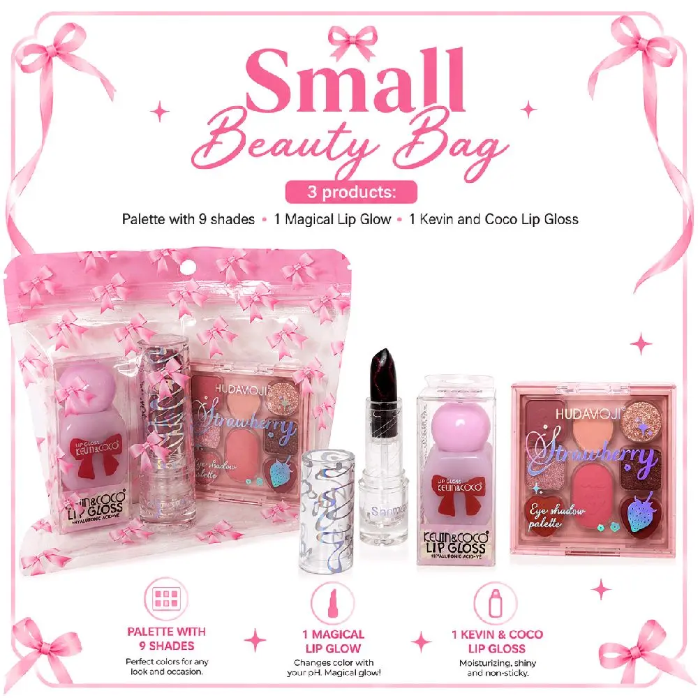 Small beauty bag with 3 products Makeup, Lipstick