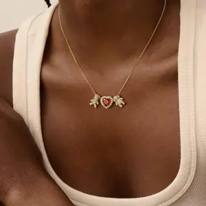 Love Birthstone Necklace for Women, 14K Gold Plated Bubble Birthstone Pendant Dainty Jewelry I Love You Valentine's Day Gifts for Girlfrend Wife Lover