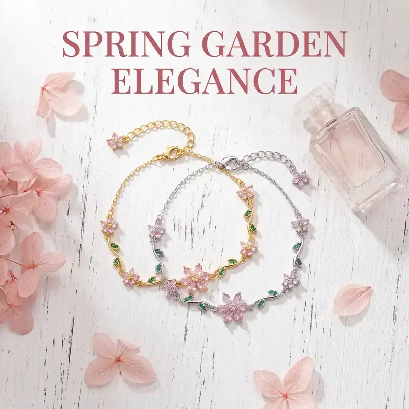 Veliora Gift B Dainty Flower Zircon  – Unique Light Luxury Hand Jewelry for Women, Chic Delicate Accessory A birthday gift for my bestie Fashion  jewelry valentine's gift for bf souvenir valentines gift ideas for husband teen mini gifts money bracelet