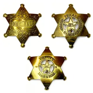 Large Wild West Brass Badges - Deputy US Marshal - Texas Ranger - Marshal