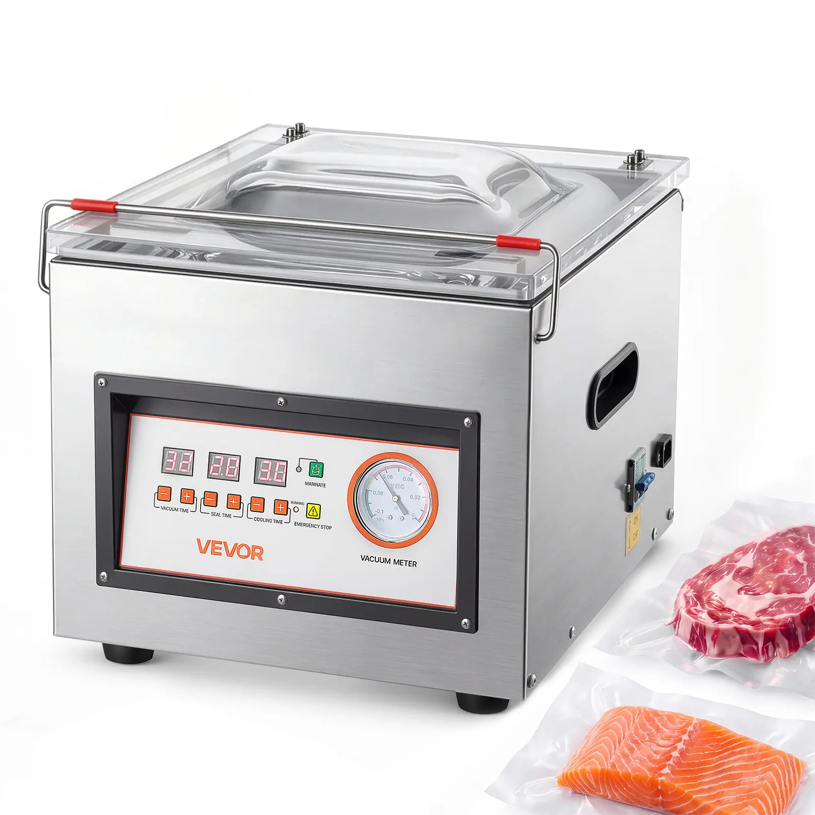 VEVOR Chamber Vacuum Sealer - 2.2 Gal Chamber, 12 in Seal Bar, 180W Commercial-Grade Oil Pump, Stainless Steel Leakproof Maintains Freshness Modern Machine for Home Kitchen Meats Sous Vide Marinades, Leakproof Vacuum Sealers, Maintains Freshness Vacuum Se