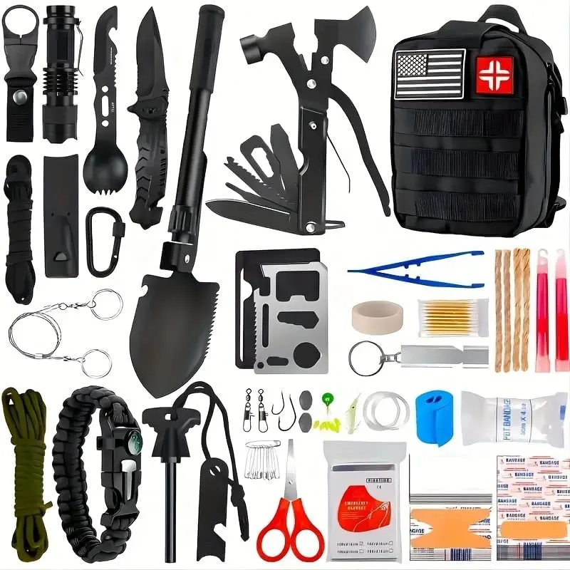 Professional Survival Equipment Set, Essential First Aid Supplies, Outdoor Camping-Hiking Gear, Father's Day Gift for Emergency Safety Preparedness, Hunting, Outdoor Activities