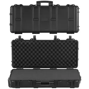 Hard Rifle Case, Lockable Rifle Case with 4 Layers Pre-cut Foams, 36 in Gun Storage with Wheels, IP67 Waterproof & Dustproof Pistol Storage Cases for Rifles, Shotguns, Airsoft Guns, Black