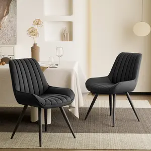 Kerilyn Modern Dining Chairs Comfy Dining Room Chairs with Thick Cushions, Upholstered Fabric Kitchen Side Chairs with Metal Legs, Black