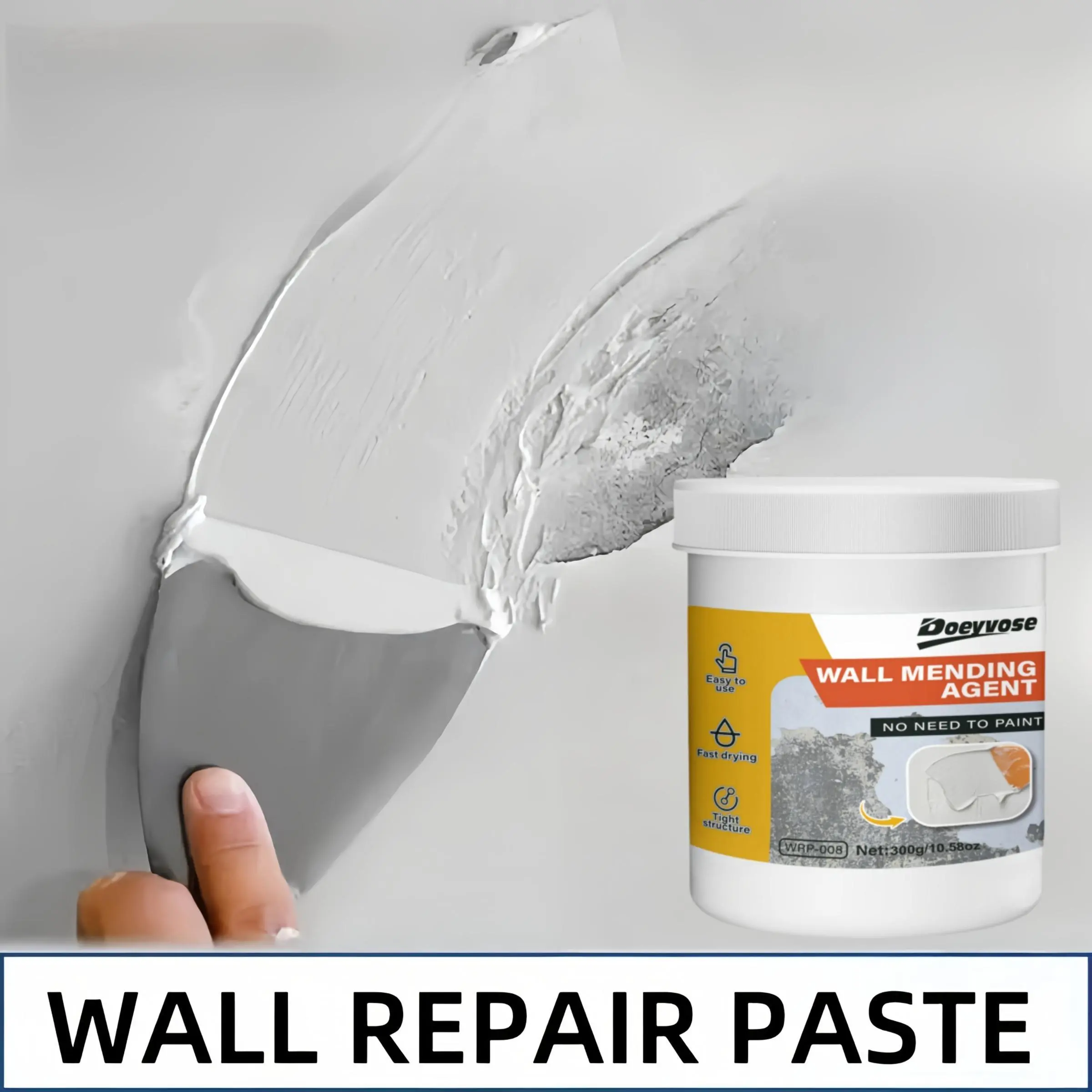 Doeyvose Wall Repair Paste, Waterproof Easy-To-Use Plaster & Floor Filler, Ideal for Home Renovation, Durable and Long-Lasting Solution, Fast Drying Adhesive