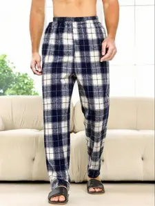 Men's Plush Fleece Sleepwear Set, Ultra-Soft Grid Pattern Loungewear, Winter Men's Casual Pajama Bottoms, Comfortable All-Day Wear