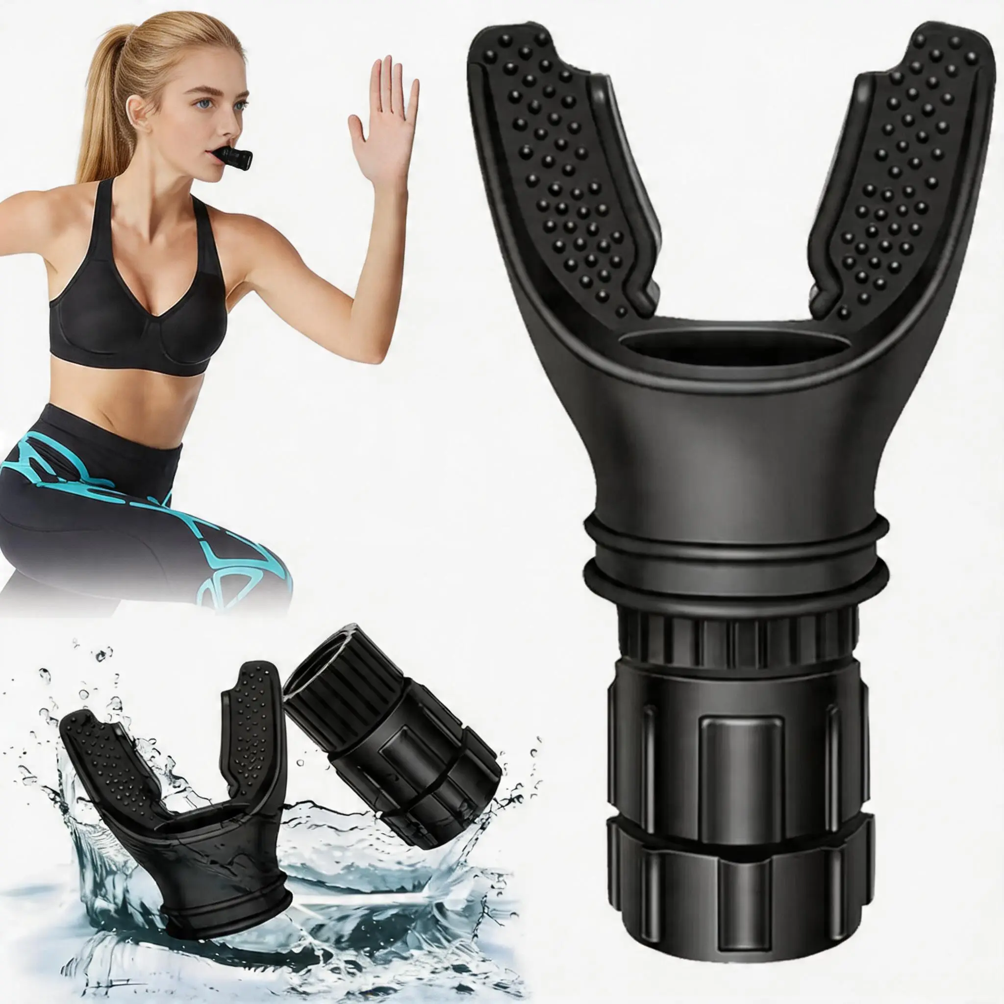 Portable Breathing Trainer - Adjustable Resistance Strength Training Aids for Swimming, Running, Gymnastics, Track and Field, Lightweight Easy-to-Clean Home Fitness Equipment, Martial Arts, Silicone, Compact, Outdoor Activities, Adjustable Resistance Sett