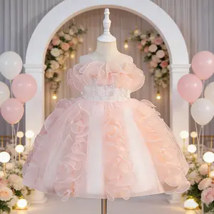 6118 Childrens Puffy Princess Dress With Pleats and Embroidery Wedding Dress Girls Piano Performance Costume