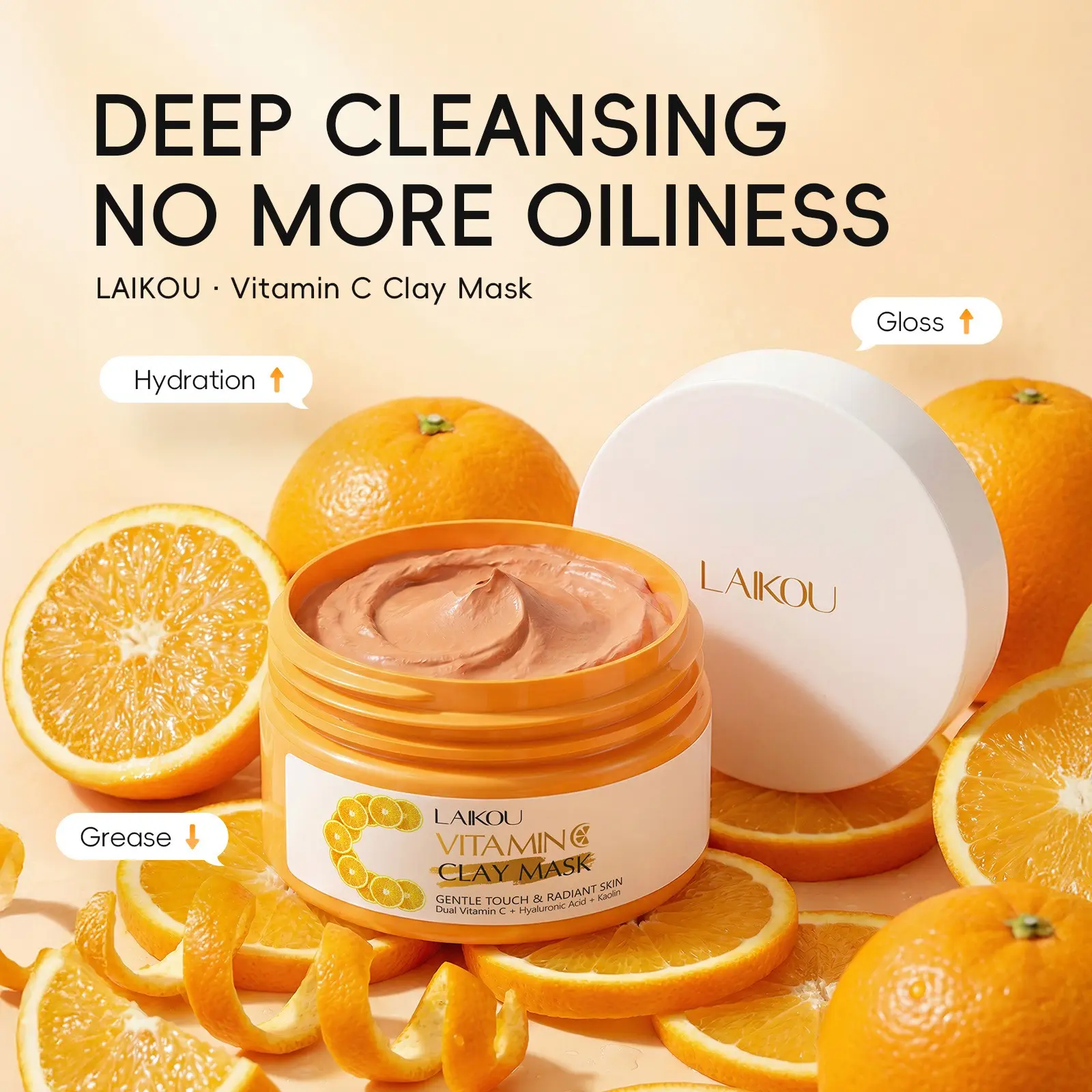 Vitamin C Mud Mask 100g Bottle, Cleans Pores, Hydrates and Moisturizes, Brightens Skin Tone, Face Mask for Acne Prone Skin