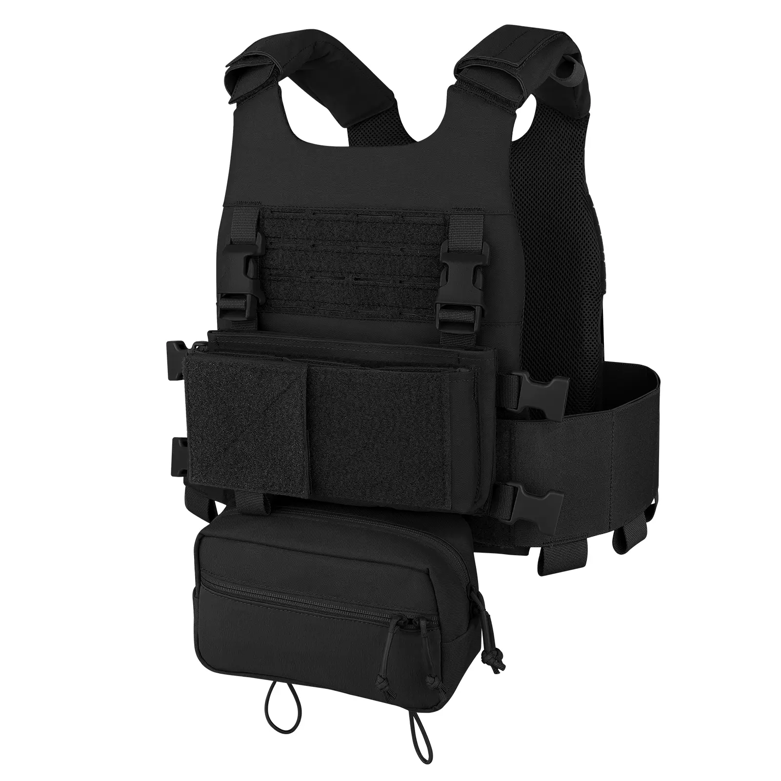 KRYDEX Low Vis Slick Plate Carrier, Modular 500D Nylon Protective Gear with Laser Cuts, MK3 Chassis & SACK Pouch, Shooting Equipment, Adjustable, Modular Panels, Outdoor Sports, Molle Loops, Tactical Molle Vest, Molle Panels