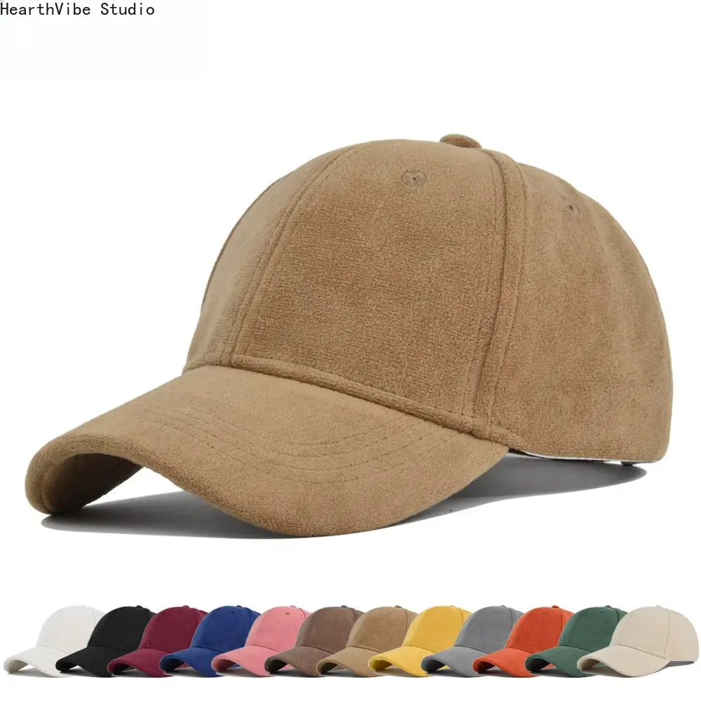 Unisex One Size Plain Solid Faux Suede Curved-Brim Baseball Cap - Lambswool Lined Casual Sports Hat, UV Protection Winter Sports Gear for Outdoor Activities (General Hat Design)