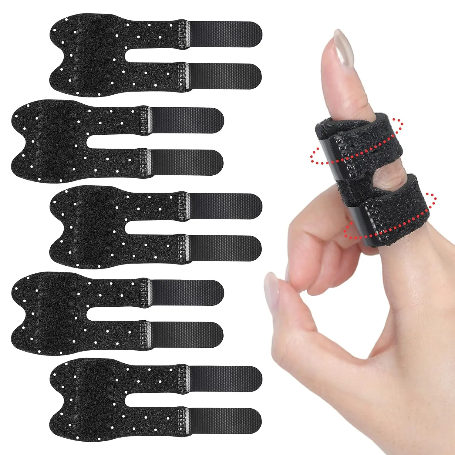 5 PCS Breathable Trigger Finger Splint Black Thumb Splint Brace