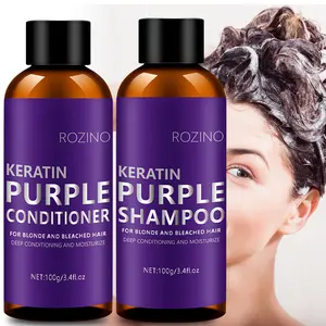 200g Keratin Purple Hair Care Box Set, including 100g shampoo and 100g conditioner, specially for blonde and bleached hair, deeply conditions and moisturizes to enhance hair vitality.