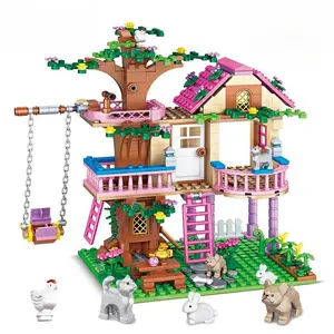 Creative Tree House Design Building Blocks, 1 Box Lovely Forest Tree House Building Blocks Set, DIY Assembly Toy for Girls, Birthday Gift, Building Block Sets