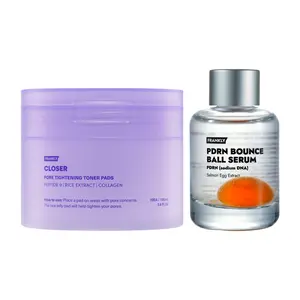[FRANKLY] Glow Skin Booster Duo | PDRN Bounce Ball Serum + Closer Pore Toner Pads | Salmon PDRN, Vegan Collagen, Rice Extract, 9 Peptides | For Glow Skin, Radiance, Firmness & Pore Care | Lightweight Korean Skincare Set