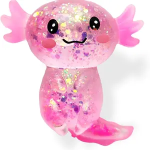 Axolotl Squishy Stress Relief Toy Glitter Fidget Toys Cute Malt Sugar Axolotl Toy Fidget Toys for Kids Youth Adult, Party Favors Anxiety Relief Squishy Toys Stress Relief Fidgets Decompression Squeeze