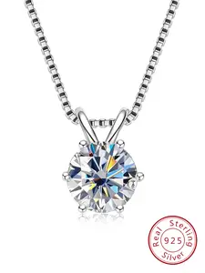 S925 Sterling Silver Synthetic Moissanite Pendant Necklace for Women, Fashion Jewelry for Party, Daily Clothing Decor, Trendy All-match & Exquisite Jewelry for Birthday Gift