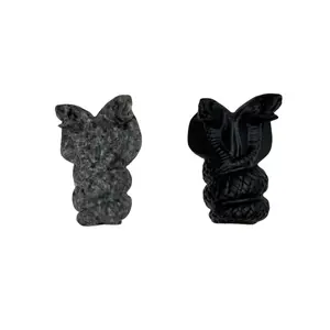 Ig Crystal Natural Two-Headed Snake Flame Stone Obsidian Crystal Ornaments Hand-Carved Two-Headed Eye Snake Ornaments Can Be Placed In The Office, Outdoor Bedroom Is The Best Choice For Gifts