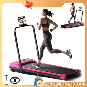 [New Arrival] Foldable Portable Treadmill for Home, Folding Space Saver Walking Treadmill with Handrail, Low-Noise Motor, 265lbs Capacity, Spacious Smooth Running Surface, Dual Shock Absorption, Moving Wheels, Free Resistance Bands
