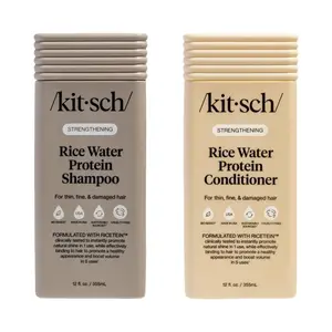 Kitsch Strengthening Rice Water Shampoo & Conditioner Combo Conditioning Hydrate Shine Curly Hair Product