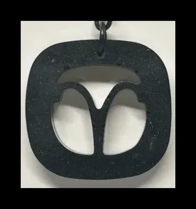 Black marble resin zodiac Keychains