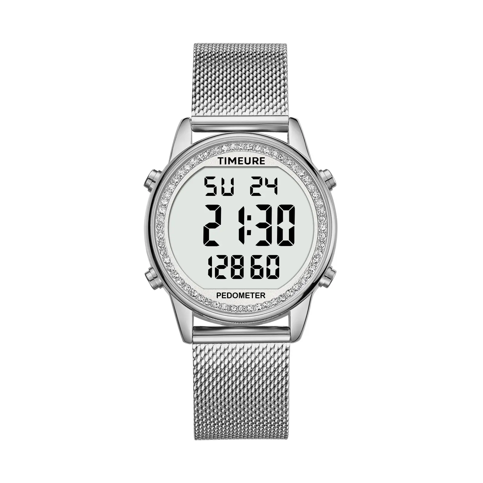 Step Counter Pedometer Watch with Stainless Steel Bracelet, Stylish Design, No App, No Charging Needed for Step, Calorie, Distance, Alarm, Countdown Timer，TU-2401