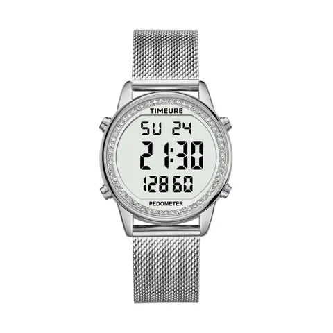 TIMEURE Women's Stylish 36mm Metal Sensor Digital Watch - Stainless Steel Round Buckle, Portable Fitness Watch, 30m Water-Resistant, Pedometer, Calorie Tracker, Distance Tracker, Powersaving Mode, No Charging Needed, Gifts for Women,watches